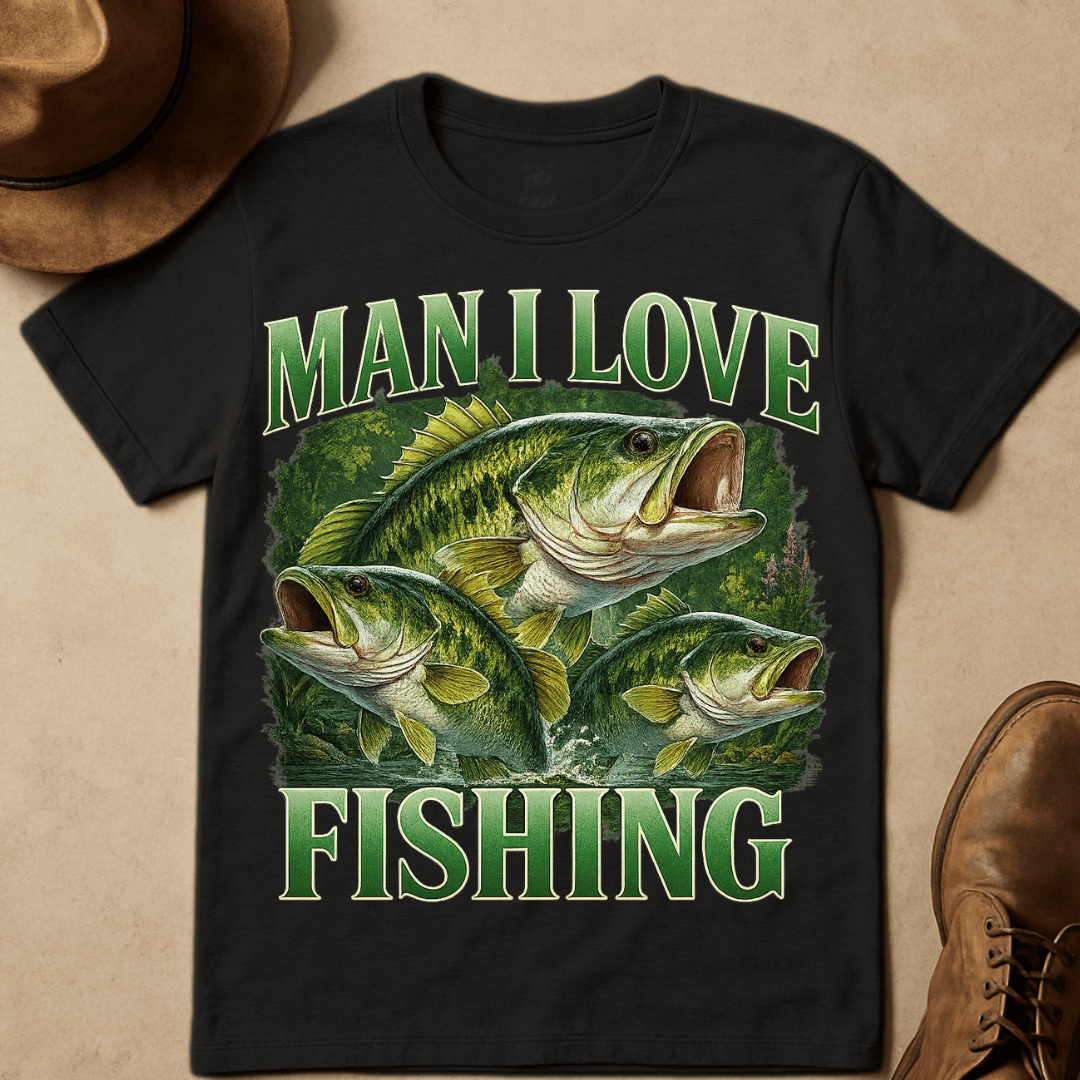 MAN I LOVE FISHING BASS T-SHIRT