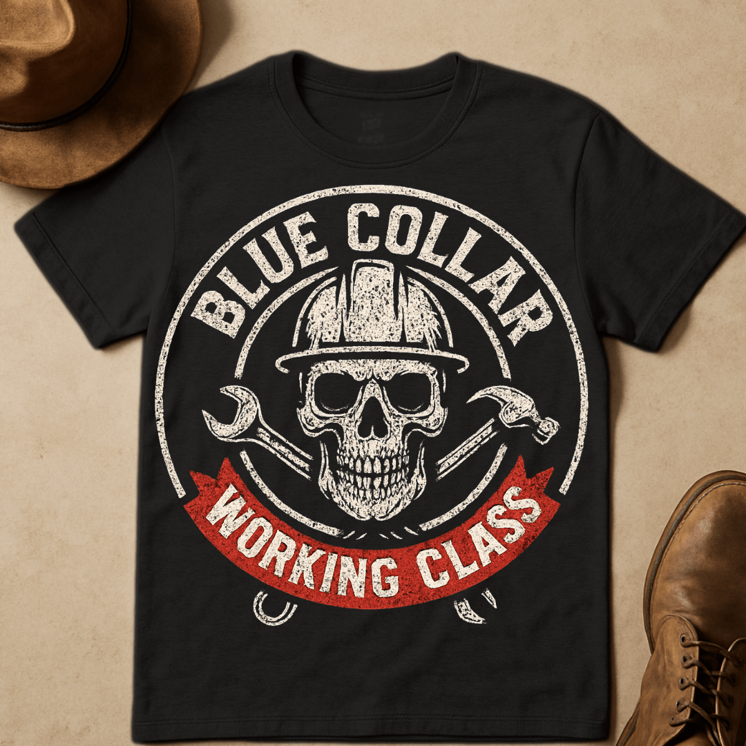 SKULL HARD HAT BADGE T-SHIRT