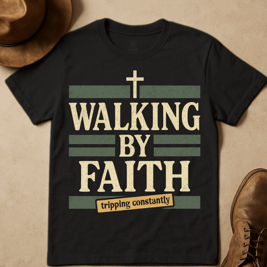 WEATHERED CROSS AND STRIPES T-SHIRT