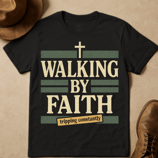 WEATHERED CROSS AND STRIPES T-SHIRT