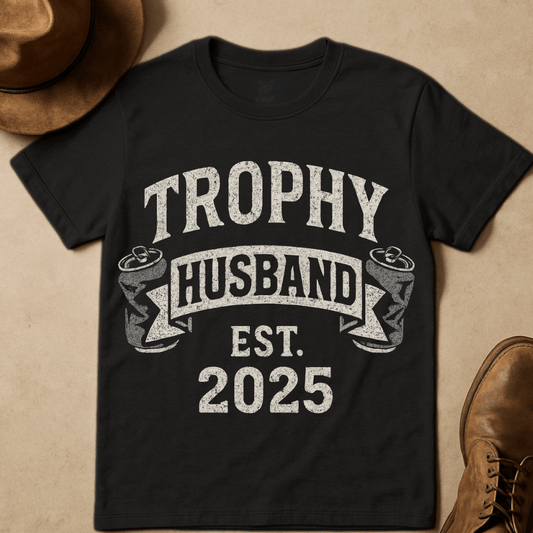 TROPHY HUSBAND VINTAGE BANNER T-SHIRT