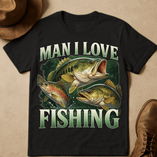 MAN I LOVE FISHING MIXED T-SHIRT