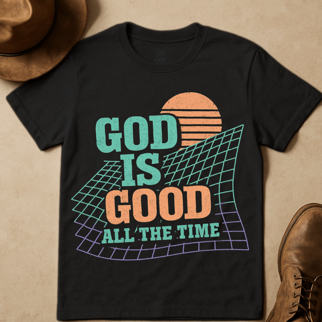 GOD IS GOOD RETRO GRID T-SHIRT