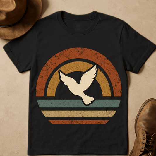 HIPPIE SUNSET WITH SOARING DOVE T-SHIRT