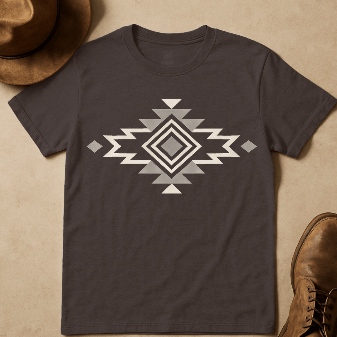 GREY WESTERN PATTERN T-SHIRT