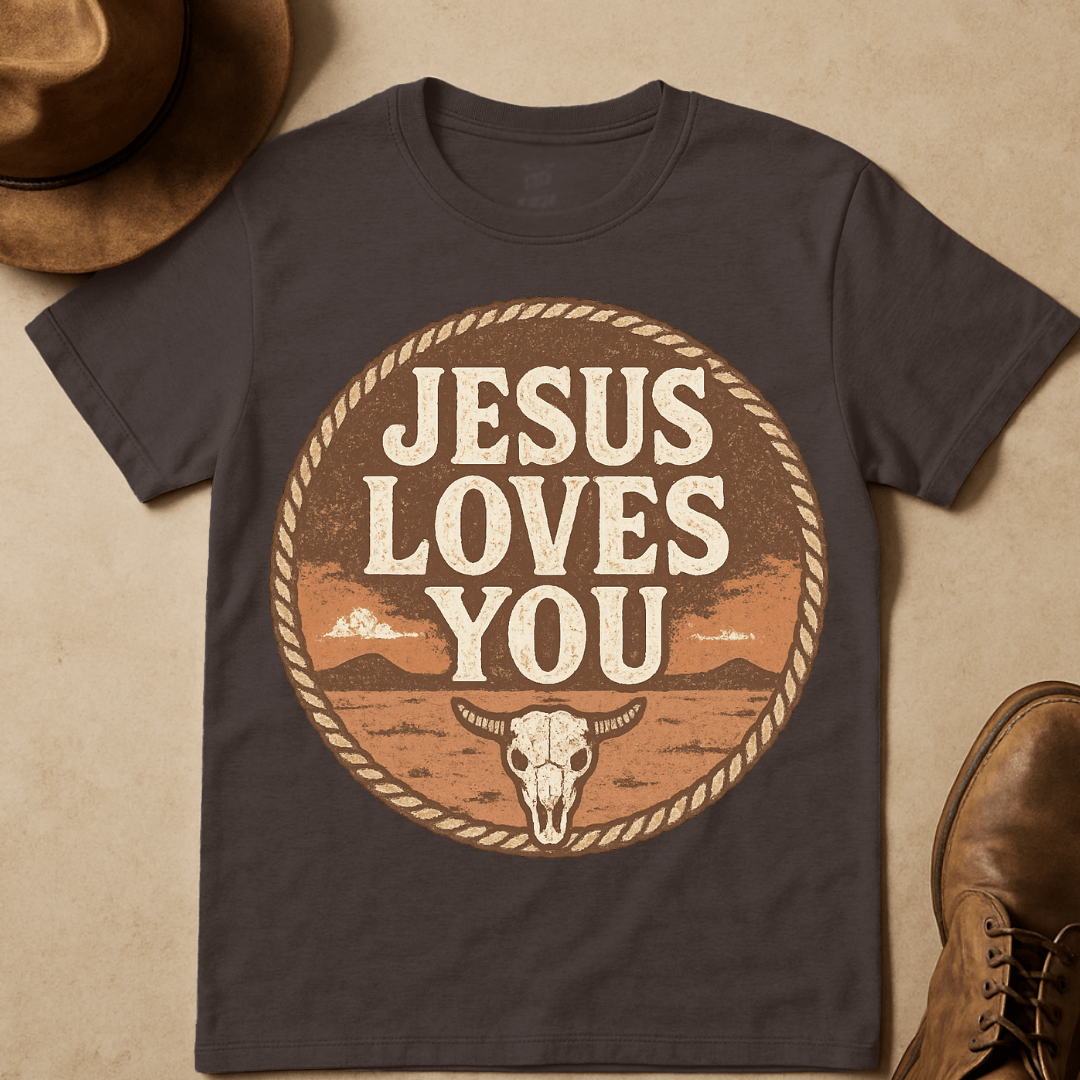 SKULL JESUS LOVES YOU T-SHIRT