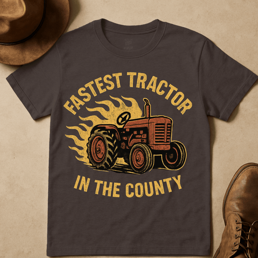 ROARING TRACTOR FLAMES T-SHIRT
