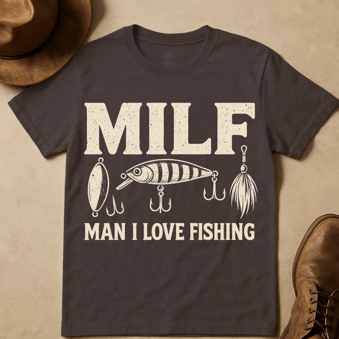 MILF FISHING WITH LURES T-SHIRT