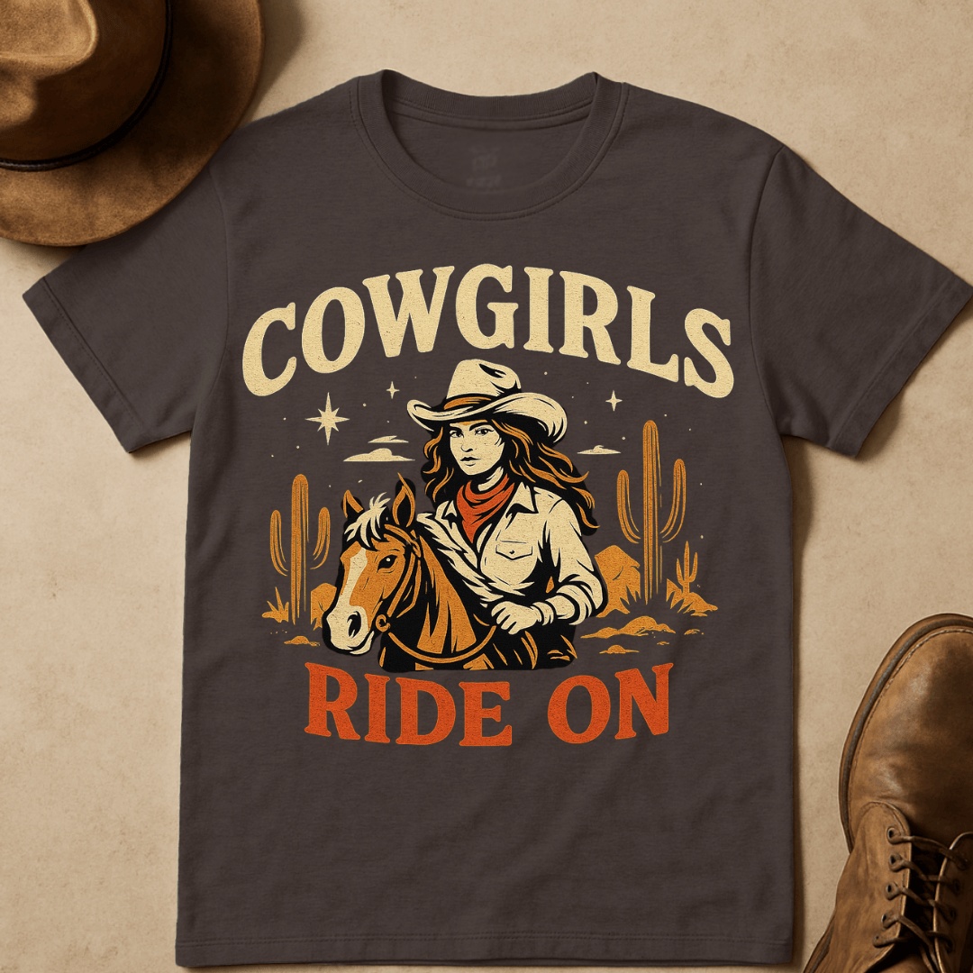 COWGIRLS RIDE ON T-SHIRT