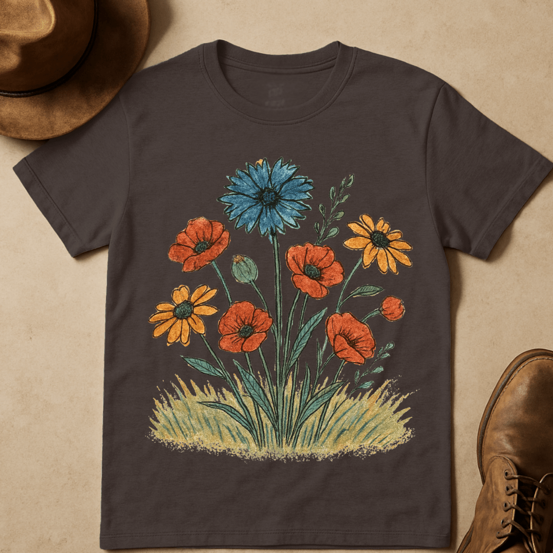 WILDFLOWER BOUQUET IN EARTH TONES T-SHIRT