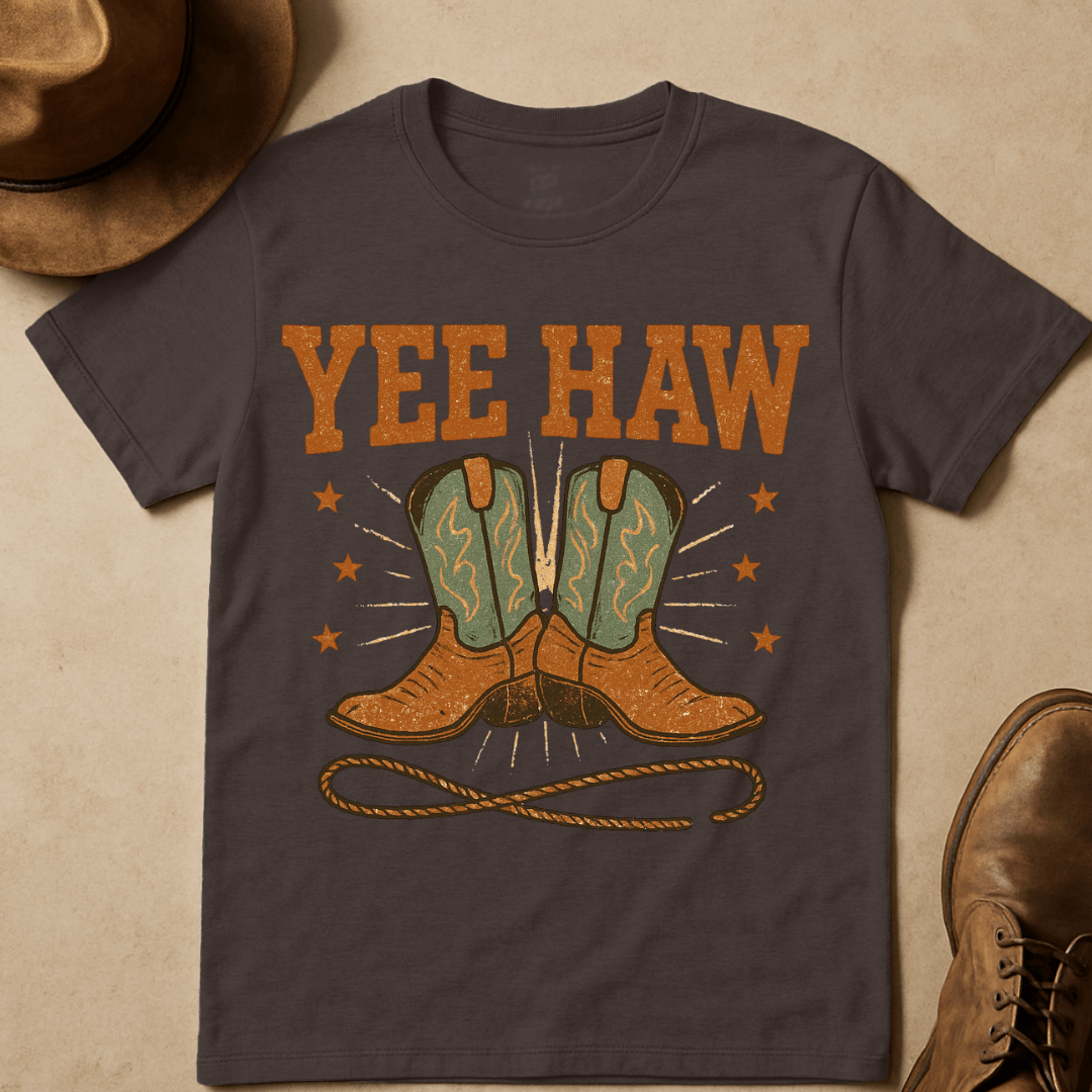 YEEHAW BOOTS AND STARS T-SHIRT