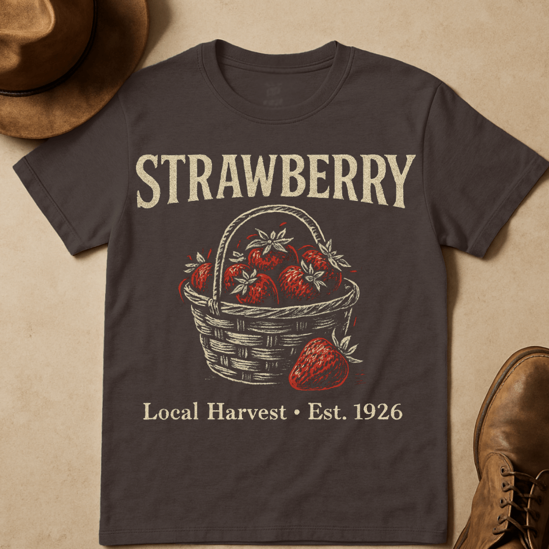 STARWBERRY BASKET CHALKBOARD HARVEST T-SHIRT