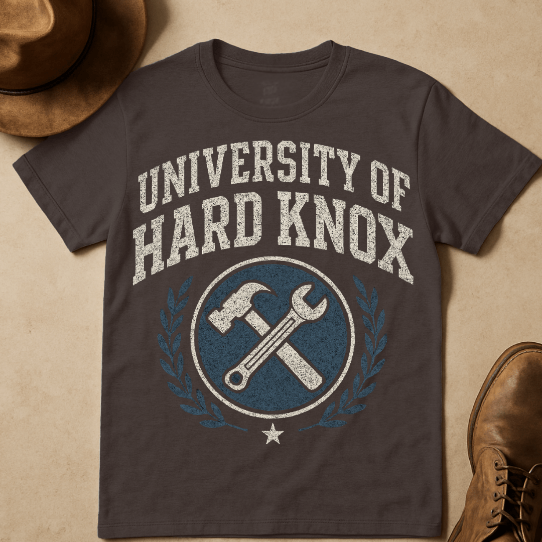 UNIVERSITY OF HARDKNOX VARISTY EMBLEM T-SHIRT