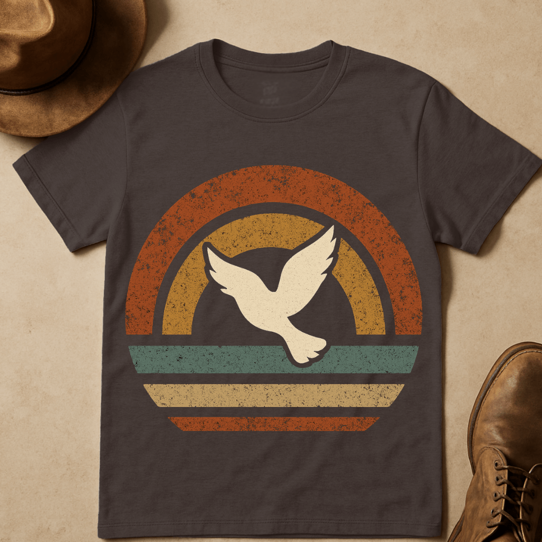 HIPPIE SUNSET WITH SOARING DOVE T-SHIRT