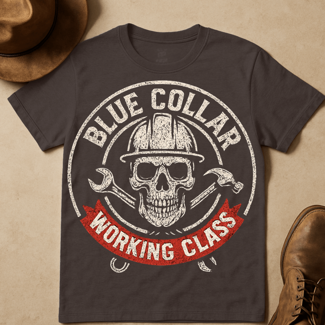 SKULL HARD HAT BADGE T-SHIRT