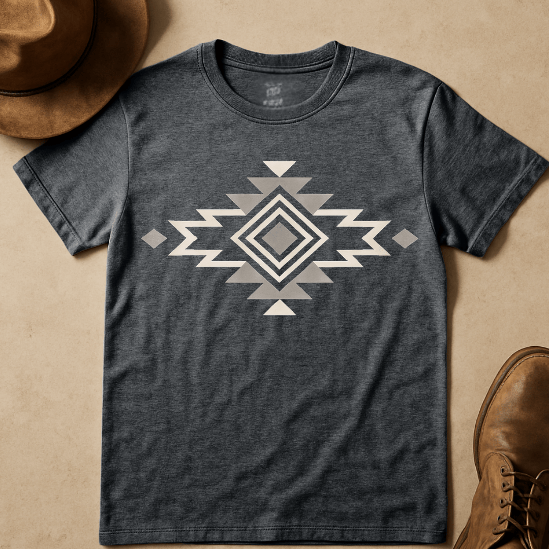GREY WESTERN PATTERN T-SHIRT