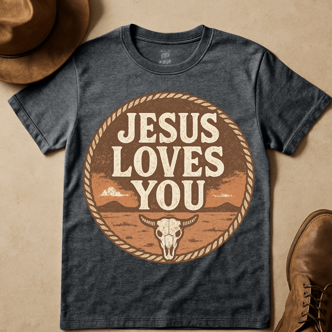 SKULL JESUS LOVES YOU T-SHIRT
