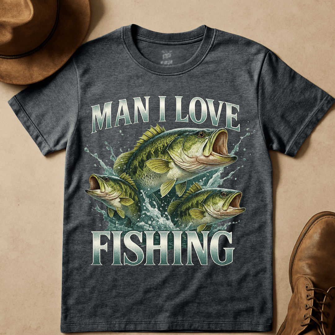 MAN I LOVE FISHING BASS T-SHIRT