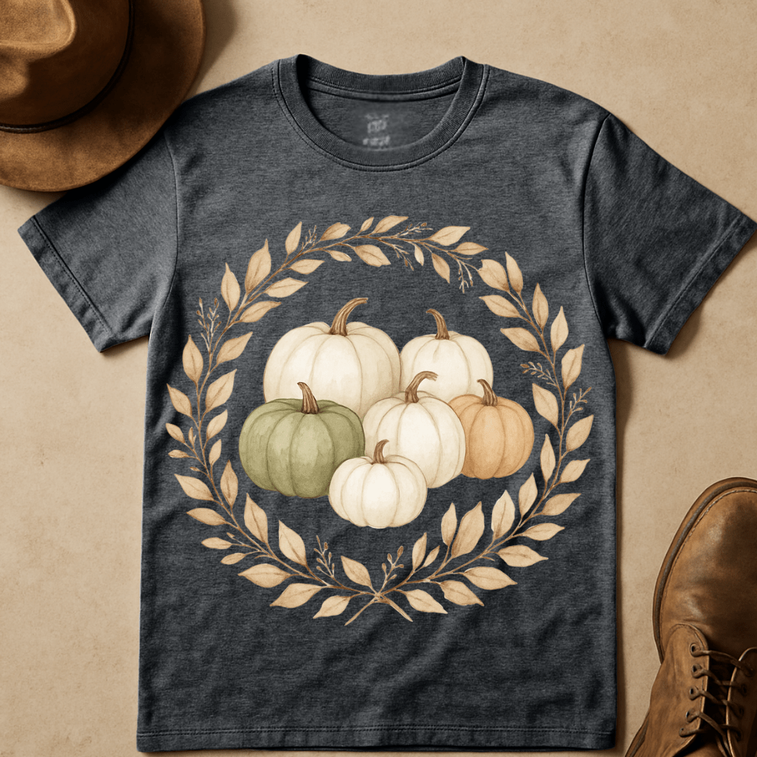 WATERCOLOR PUMPKIN WREATH T-SHIRT