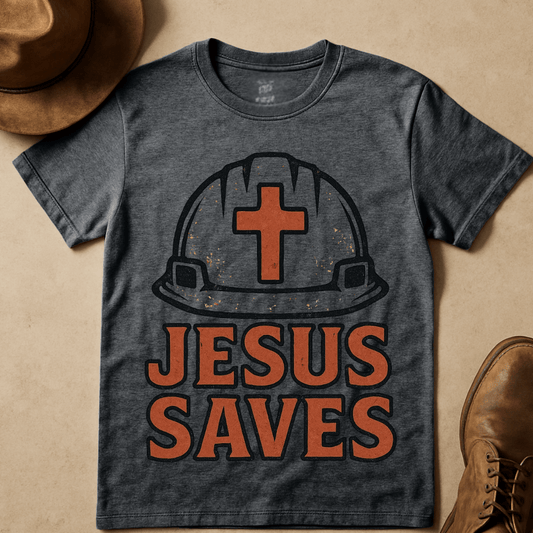 JESUS SAVES CONSTRUCTION T-SHIRT