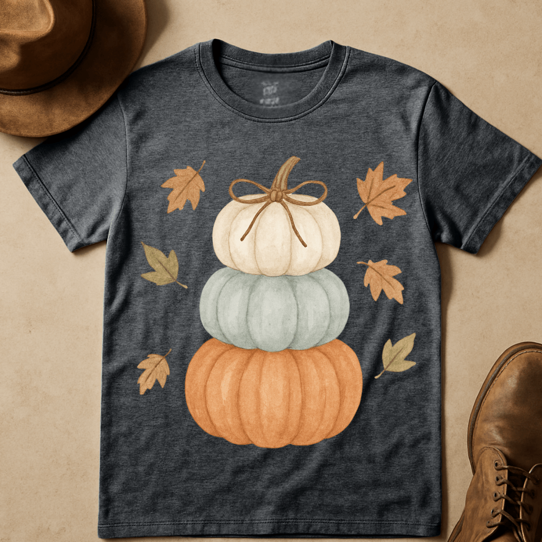 WATERCOLOR STACKED PUMPKINS T-SHIRT
