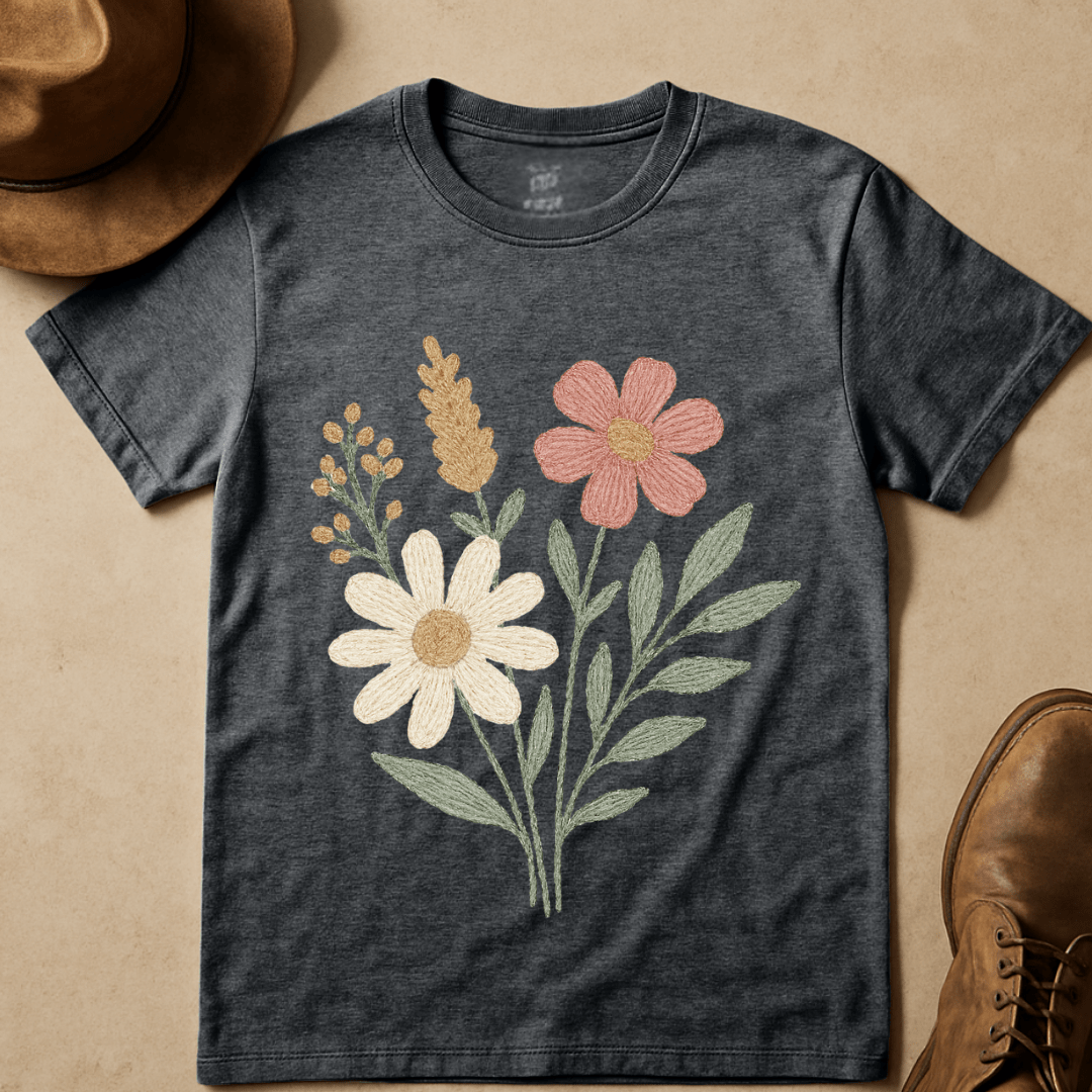 WILDFLOWER BOUQUET EMBROIDERED T-SHIRT