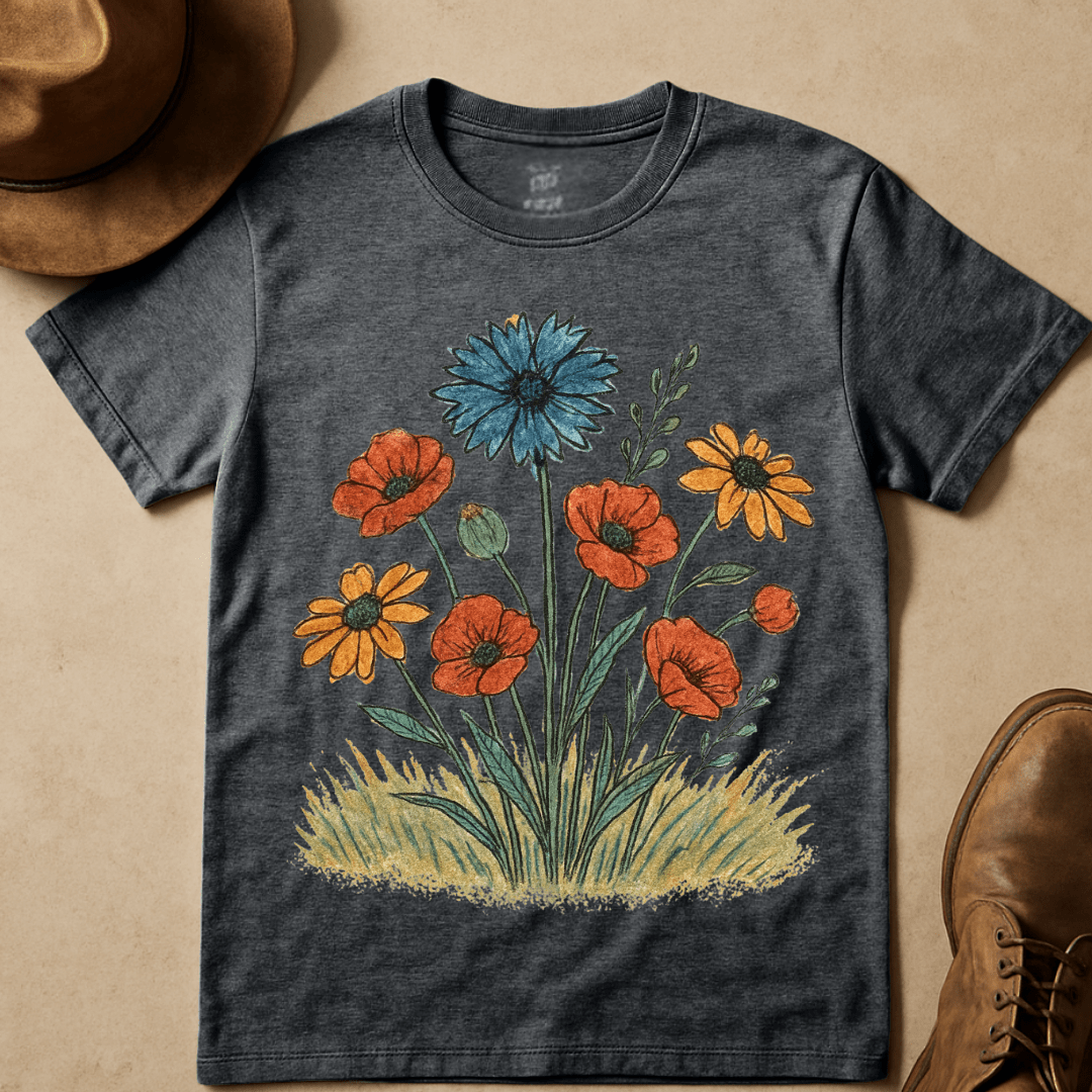 WILDFLOWER BOUQUET IN EARTH TONES T-SHIRT