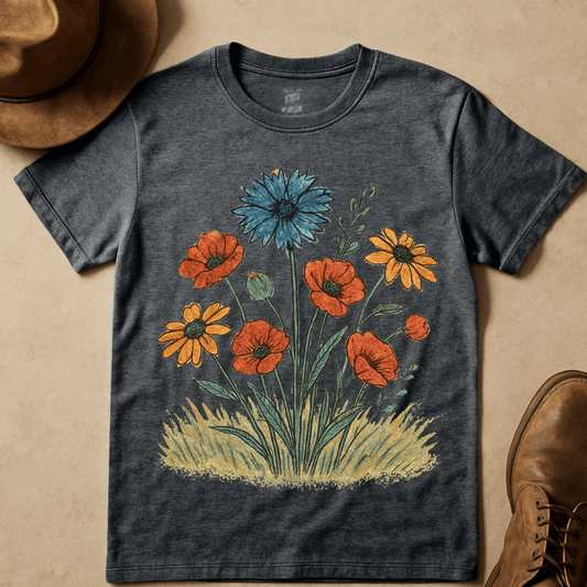 WILDFLOWER BOUQUET IN EARTH TONES T-SHIRT