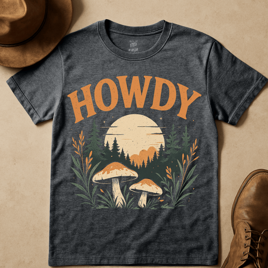 HOWDY MUSHROOMS T-SHIRT