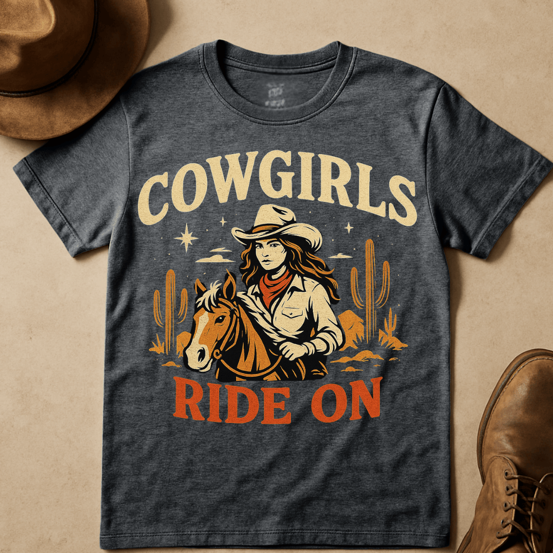 COWGIRLS RIDE ON T-SHIRT