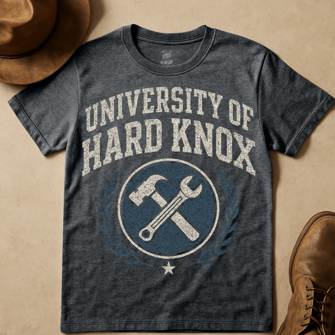 UNIVERSITY OF HARDKNOX VARISTY EMBLEM T-SHIRT