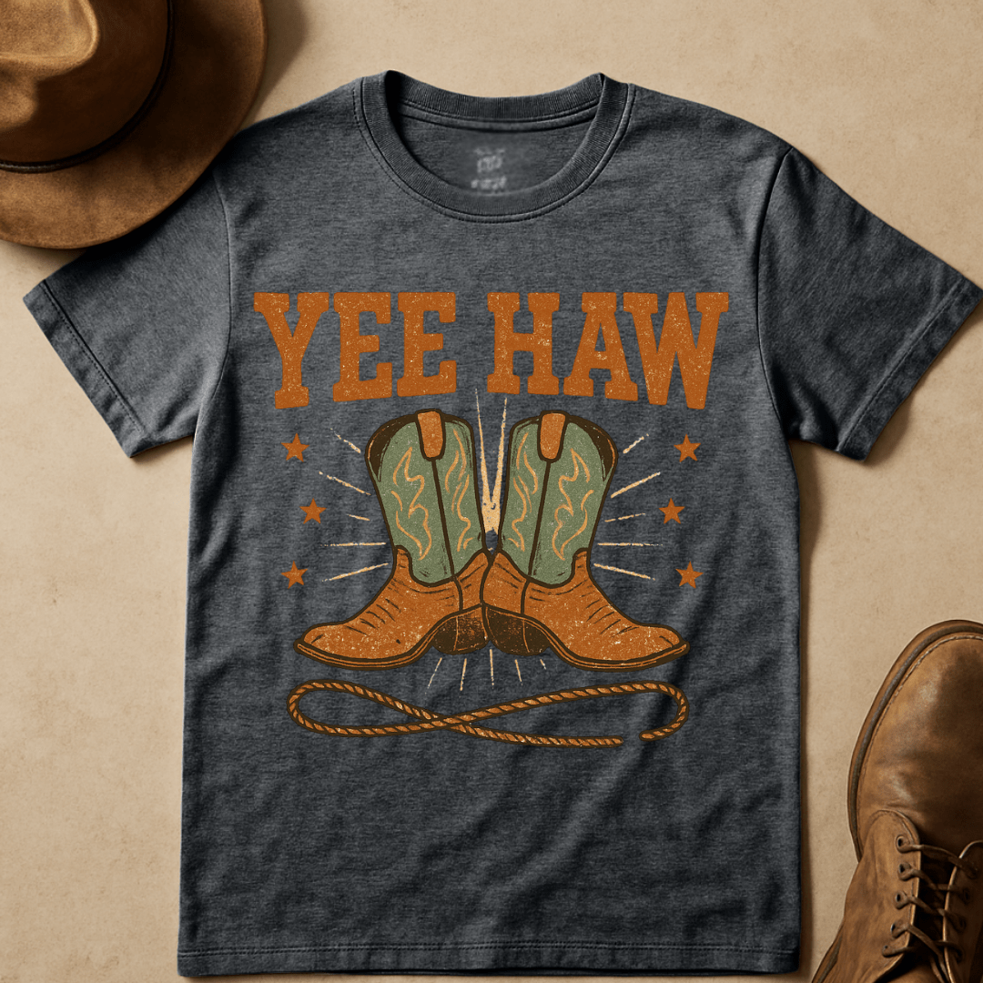 YEEHAW BOOTS AND STARS T-SHIRT