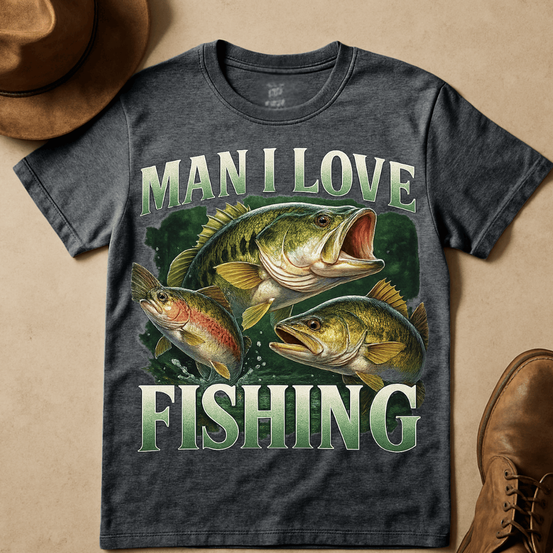 MAN I LOVE FISHING MIXED T-SHIRT
