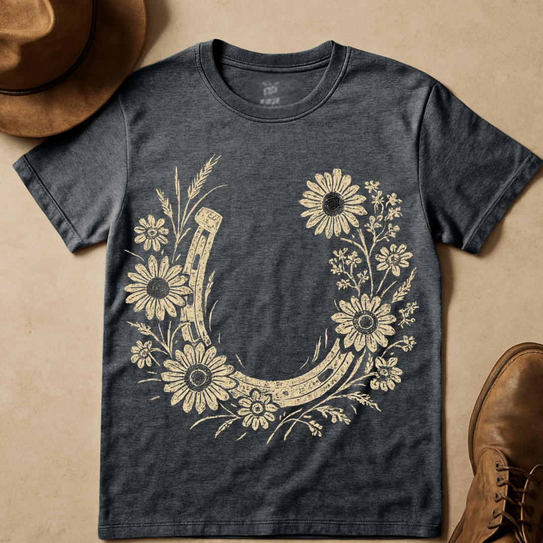 HORSE SHOE FLOWER WREATH T-SHIRT