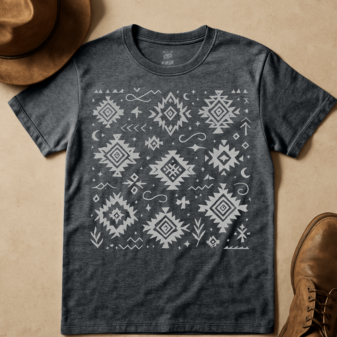 GREY WESTERN PATTERN T-SHIRT