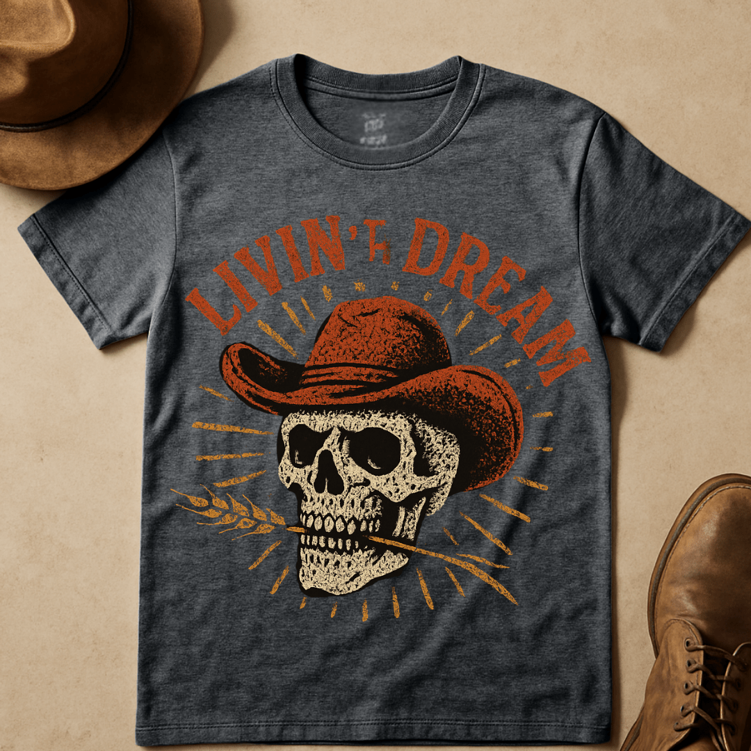 RUGGED SKULL WITH WHEAT T-SHIRT