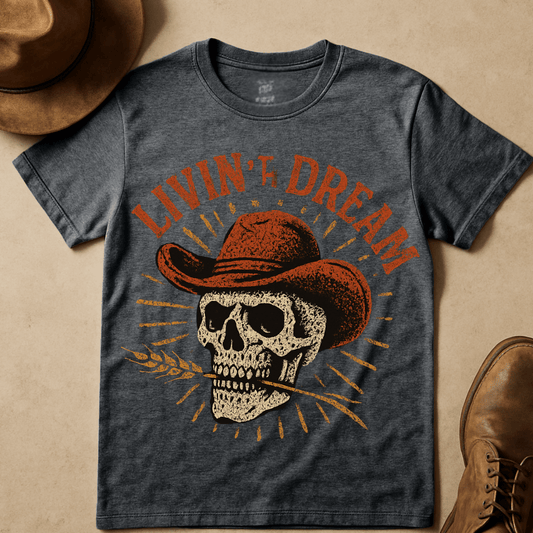 RUGGED SKULL WITH WHEAT T-SHIRT