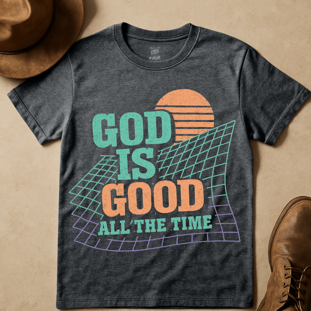 GOD IS GOOD RETRO GRID T-SHIRT