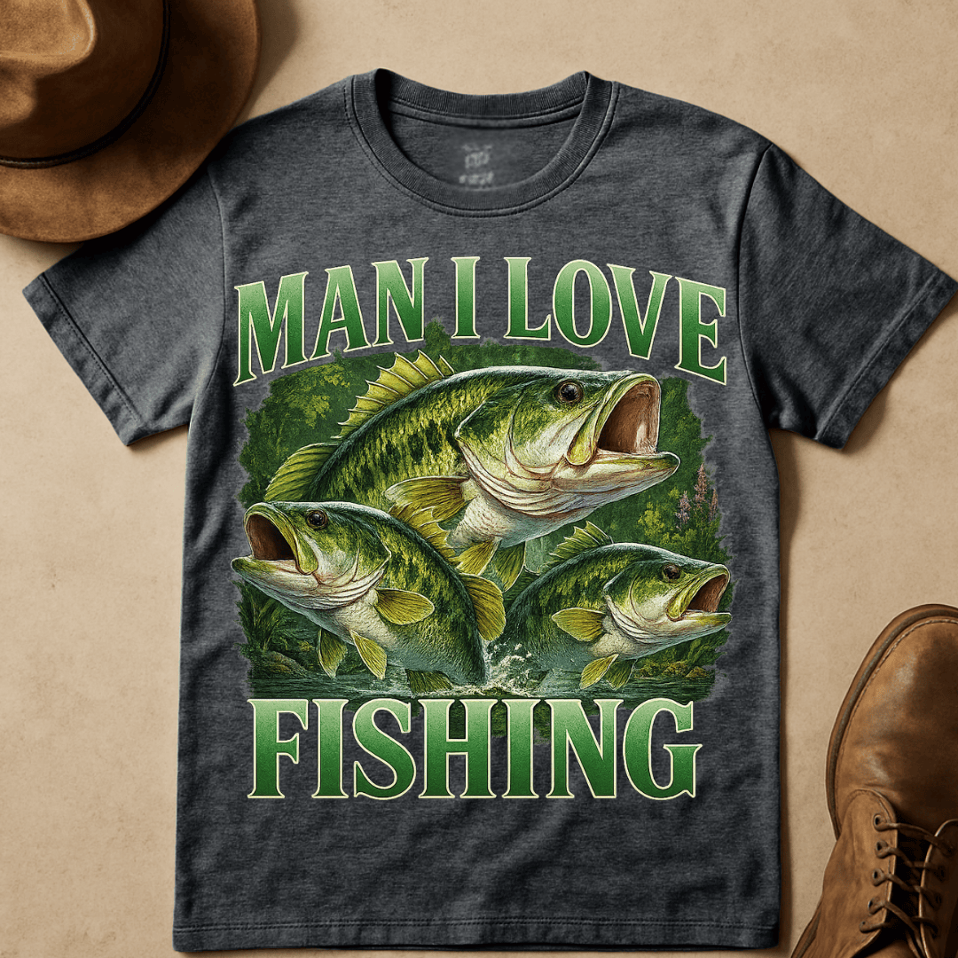 MAN I LOVE FISHING BASS T-SHIRT
