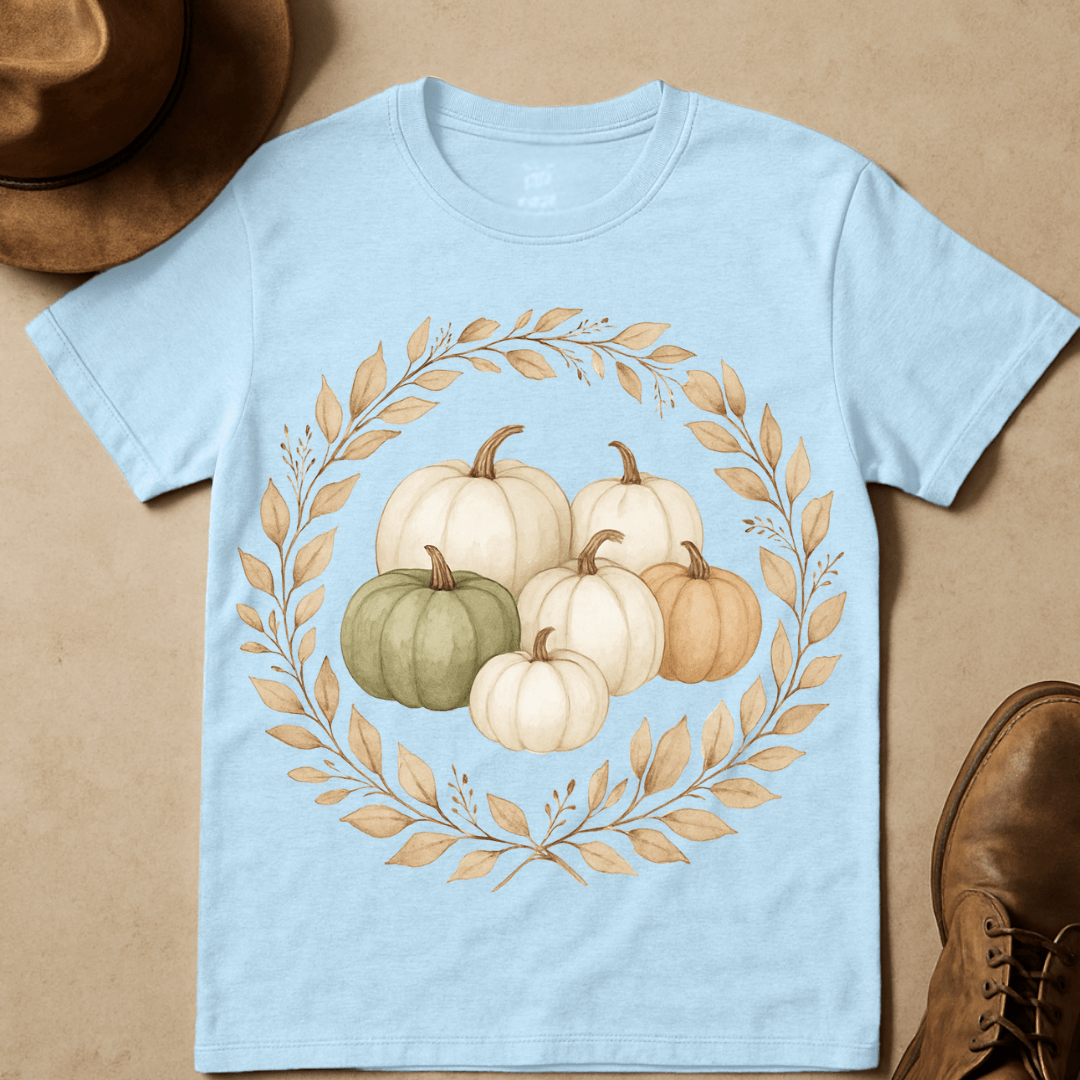WATERCOLOR PUMPKIN WREATH T-SHIRT