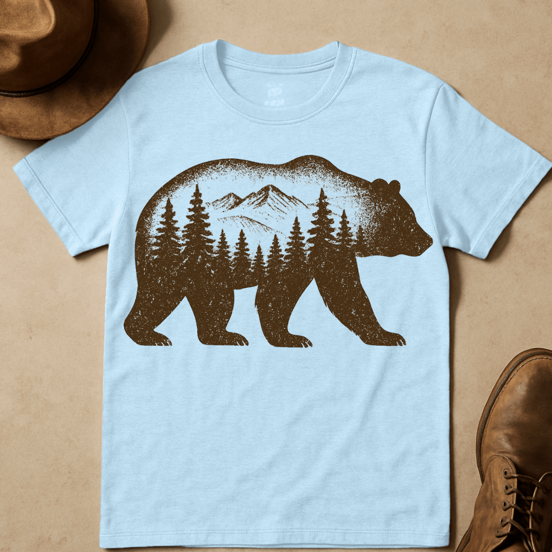 BEAR WINTER TREES T-SHIRT
