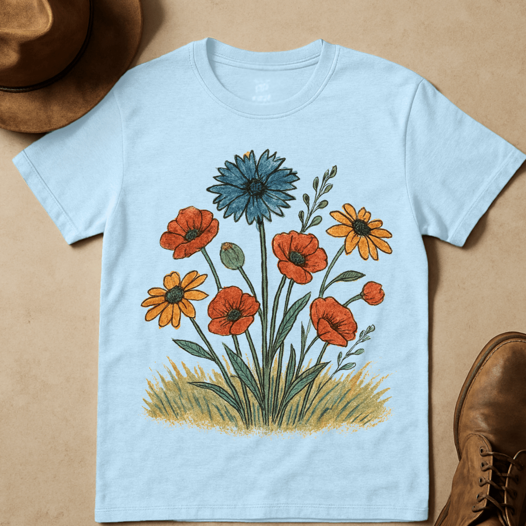 WILDFLOWER BOUQUET IN EARTH TONES T-SHIRT