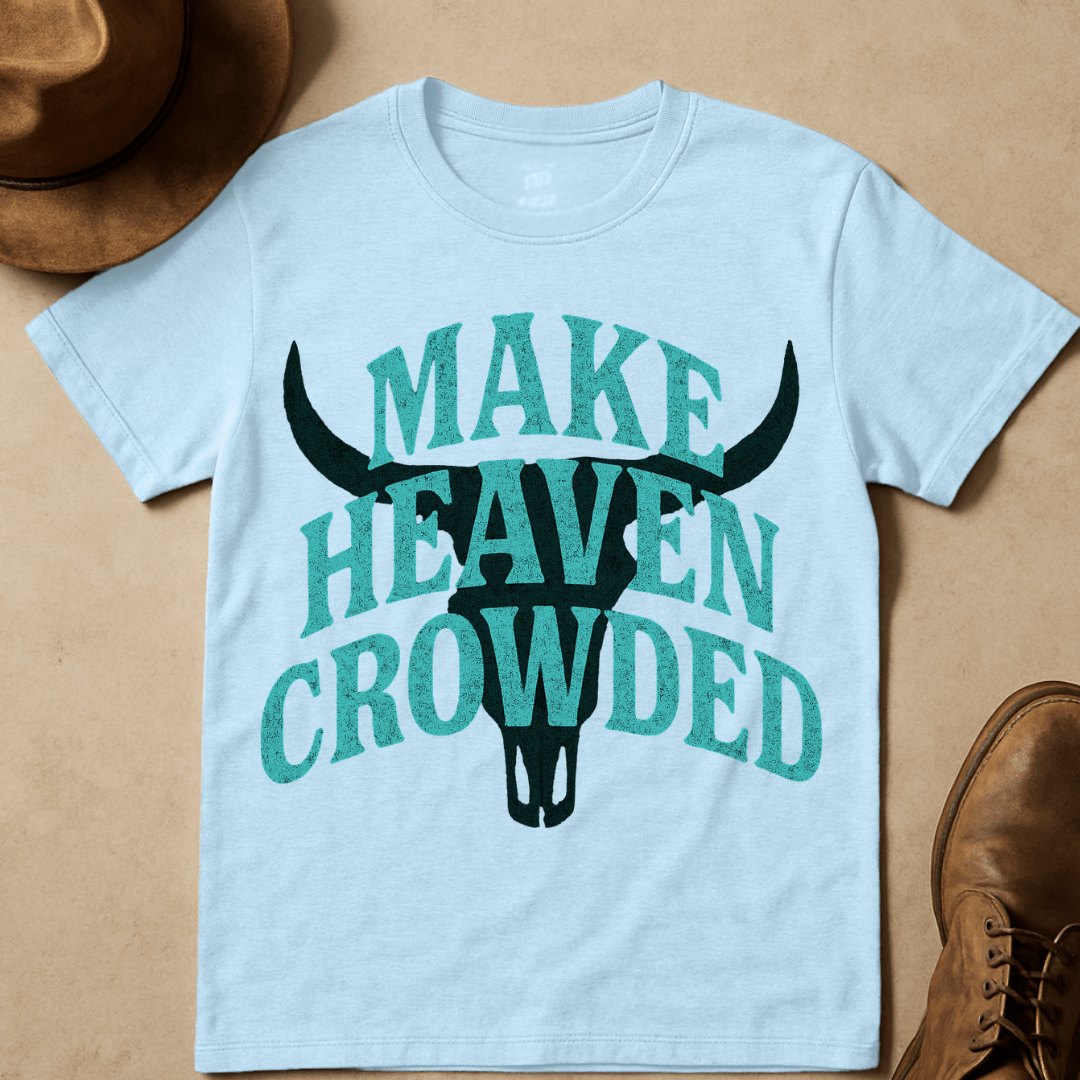 TURQUOISE COWBOY SKULL T-SHIRT