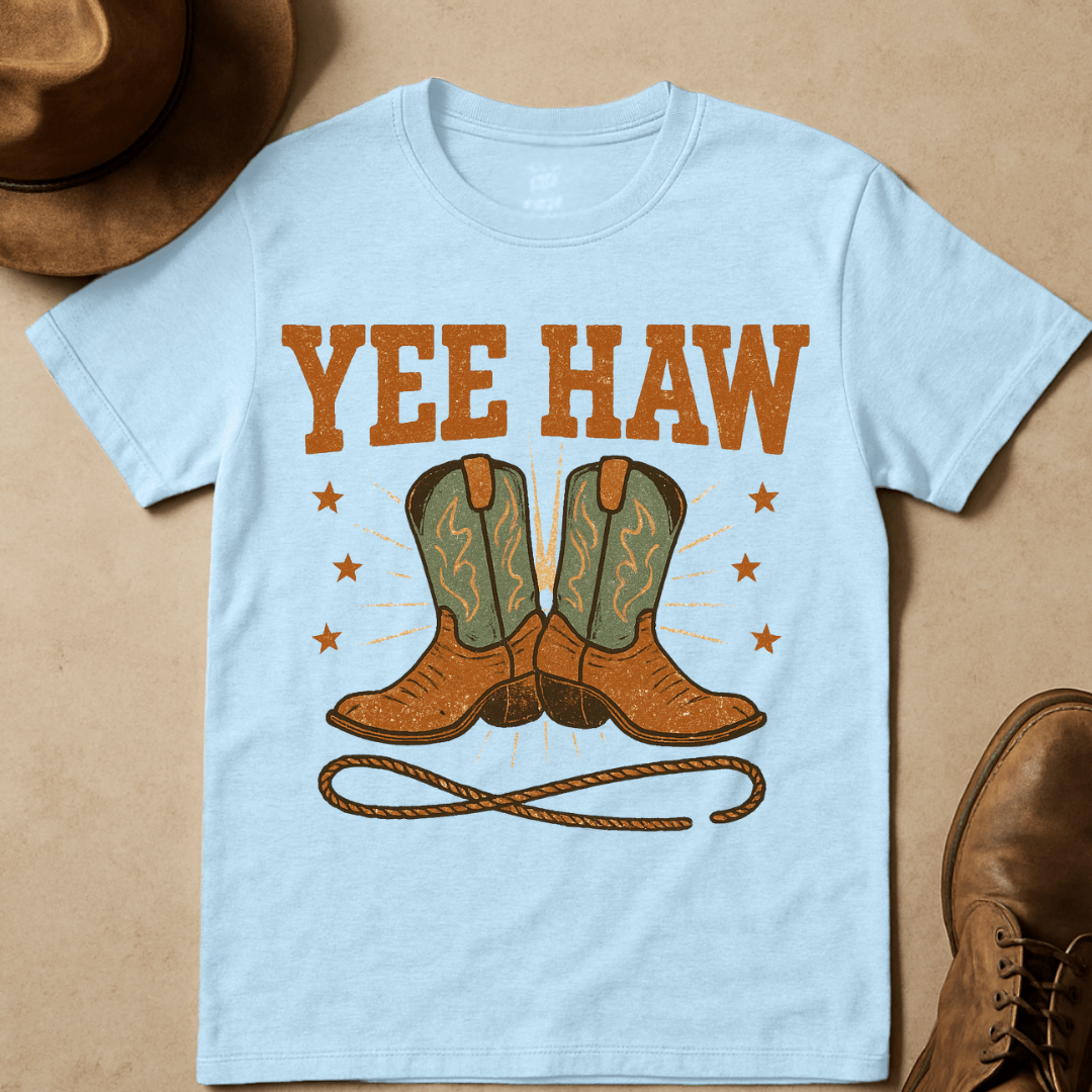 YEEHAW BOOTS AND STARS T-SHIRT