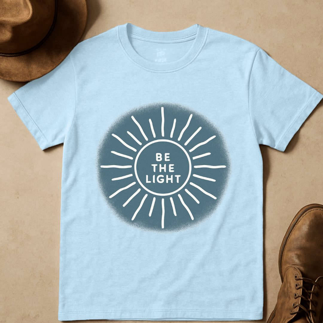 BE THE LIGHT DENIM BLUE T-SHIRT