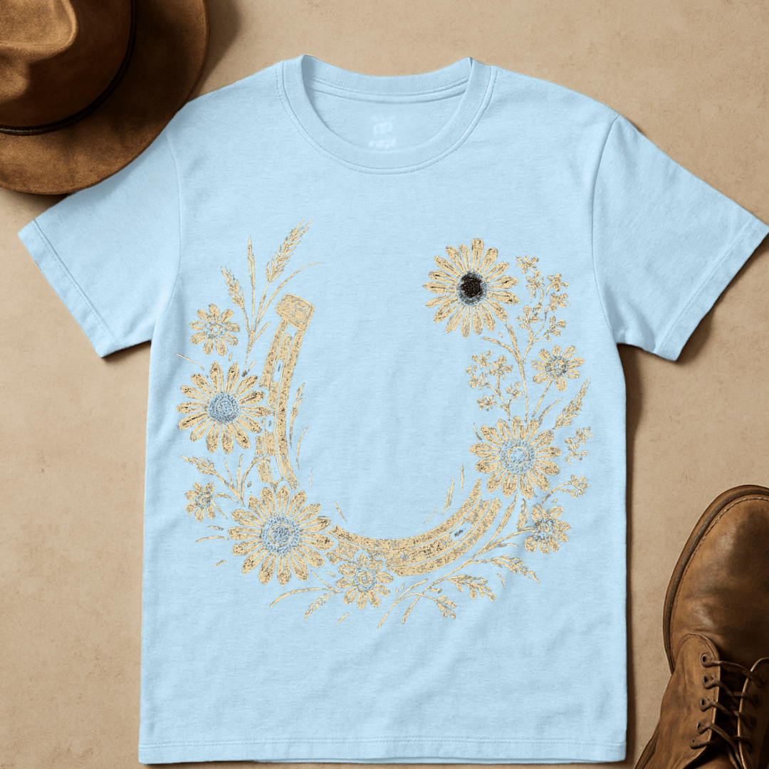 HORSE SHOE FLOWER WREATH T-SHIRT