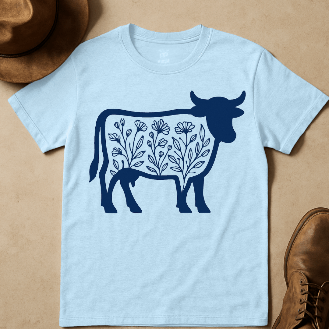 INDIGO COW T-SHIRT