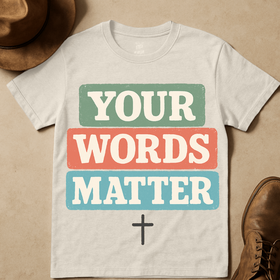 YOUR WORDS MATTER CROSS T-SHIRT