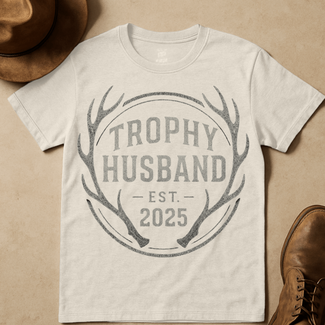 TROPHY HUSBAND ANTLER EMBLEM T-SHIRT
