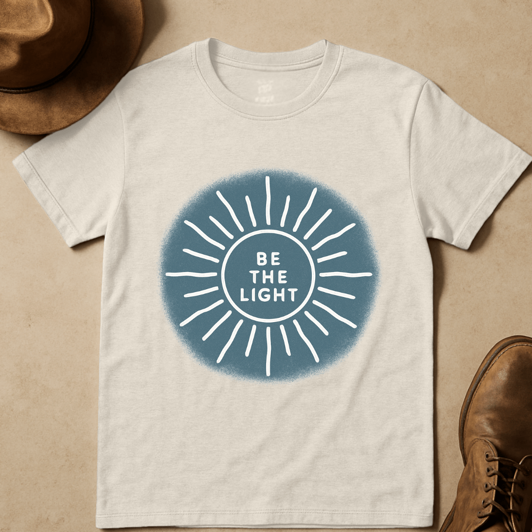 BE THE LIGHT DENIM BLUE T-SHIRT